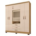 Ver imagem 6 de Guarda Roupa Casal Imperial com Cômoda Cannes 5 Gavetas Carvalho Americano Off White - Incorplac