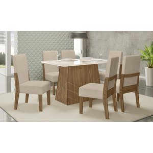 CONJUNTO SALA DE JANTAR GAIA 1,35 COM 6 CADEIRAS CEDRO 74B