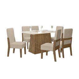 CONJUNTO SALA DE JANTAR GAIA 1,35 COM 6 CADEIRAS CEDRO 74B - 2