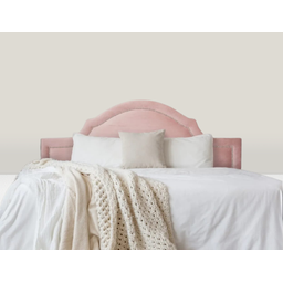 Cabeceira Casal Curva Luxo Estofada 140x60 - Suede Rose - Tachas Cromadas - 1