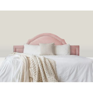 Cabeceira Casal Curva Luxo Estofada 140x60 - Suede Rose - Tachas Cromadas
