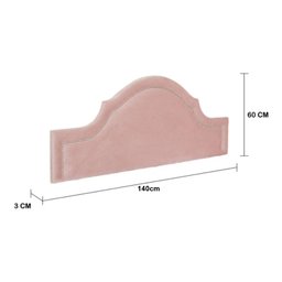 Cabeceira Casal Curva Luxo Estofada 140x60 - Suede Rose - Tachas Cromadas - 3