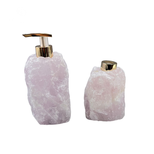 Kit Lavabo Difusor E Saboneteira Pedra Quartzo Rosa