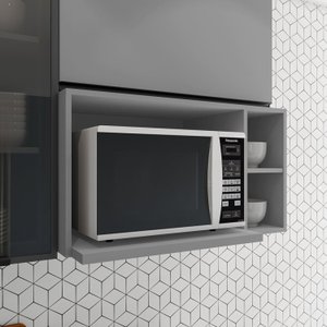 Armário Aéreo Para Microondas 3 Nichos 80cm Clássico Americana