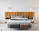 Ver imagem 4 de Cabeceira Ripado para Cama de Casal/queen Maracá Nature com 2 Mesa de Cabeceira Jatobá Offwhite - Re