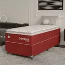 Ver imagem 1 de Cama Box Solteiro + Colchão Comfort Class Pillow Top 88x188 Vinho/suede Vinho