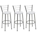 Ver imagem 1 de Kit 3 Banquetas Média Cromada Com Encosto Assento Branco