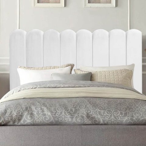 Cabeceira Estofada Alanis 100CM Solteiro Suede Branco - D A DECOR