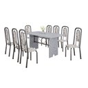 Ver imagem 2 de Conjunto para Sala de Jantar com 8 Cadeiras Lara Prata/Arabesco