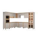 Ver imagem 1 de Conjunto Cozinha Planejada Modular 12 Peças Solari Mdf Jequitibá/gris Fosco G77 - Gran Belo