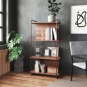 Ver imagem 1 de Estante Livreiro Maior Média com Tubos Quadrados de Aço Carbono Pintado e Prateleiras de Madeira MDP Frame Pozza Móveis 