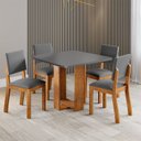 Ver imagem 1 de Conjunto Sala de Jantar 4 Lugares Quadrada Tampo de MDF Estela