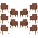 Ver imagem 1 de Kit 10 Poltronas para Sala Lis Corino e Suede Cores Pé 30 Cm