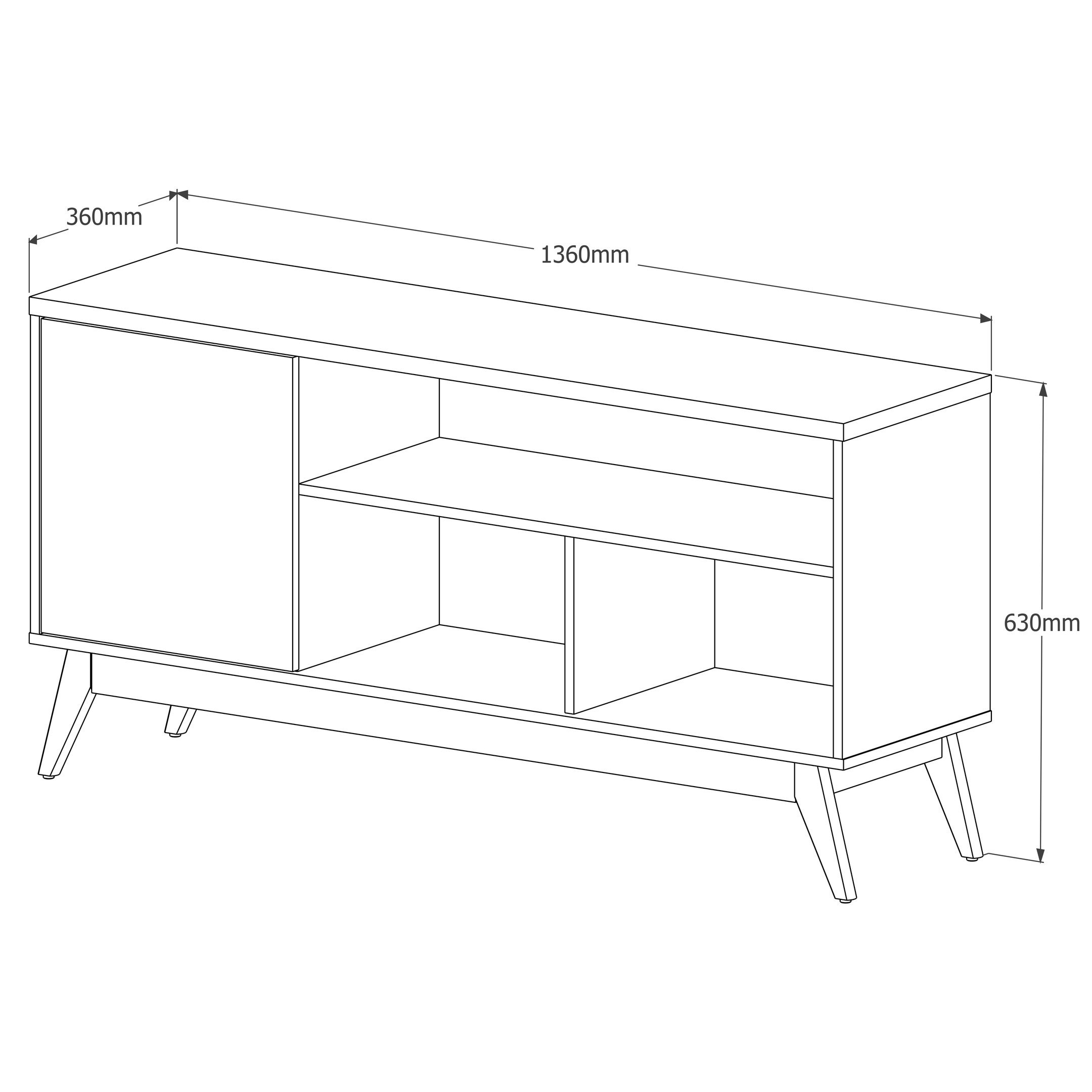 Rack para Sala Malbec Wood TV até 55:Off White/Freijó Ripado - 3