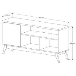 Rack para Sala Malbec Wood TV até 55:Off White/Freijó Ripado - 3