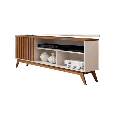Rack para Sala Malbec Wood TV até 55:Off White/Freijó Ripado