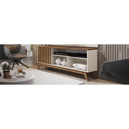 Rack para Sala Malbec Wood TV até 55:Off White/Freijó Ripado - 2