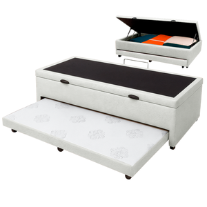 Bicama com Baú Solteiro Viena Nature Branco 88x188