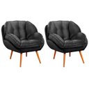 Ver imagem 2 de Kit 2 Poltronas para Sala e Escritório Decorativas Vitória Veludo Cinza