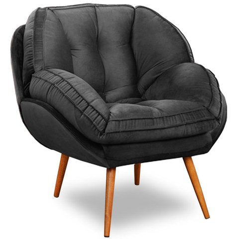 Kit 2 Poltronas para Sala e Escritório Decorativas Vitória Veludo Cinza