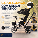 Ver imagem 3 de Triciclo Infantil com Empurrador Haste 2 em 1 Luxo Carrinho de Passeio Criança com Capota 50kg Preto