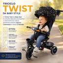 Ver imagem 6 de Triciclo Infantil com Empurrador Haste 2 em 1 Luxo Carrinho de Passeio Criança com Capota 50kg Preto