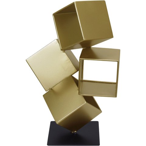 Escultura Decorativa de Metal Dourado 31x19x19cm Estátua Enfeite Sala Estante