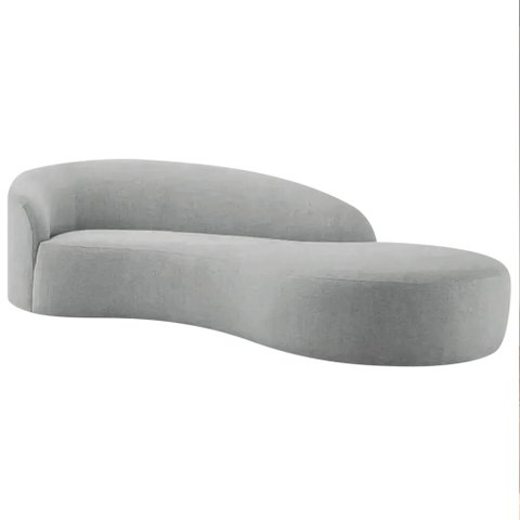 Divã Recamier Orgânico França 200cm Lado Direito Bouclé Cinza - Amarena Moveis