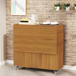 Mesa Dobrável Jade Com 4 Bancos De Encaixe e Rodízios Nature - 2