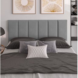 Cabeceira Casal Painel Estofada Para Cama Box Luxo 1,4m: Cinza - 1