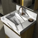 Ver imagem 1 de Lavatório em Porcelanato 60cm com Cuba Esculpida Blu Branco