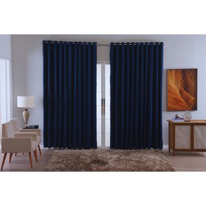 Cortina para Sala Quarto Blackout Tecido 2,70x2,30 Ellegance:azul Escuro