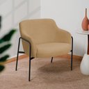Ver imagem 2 de Kit 02 Poltronas Decorativas Jade Base Aço Preto Bouclé Camel - Nexta Casa