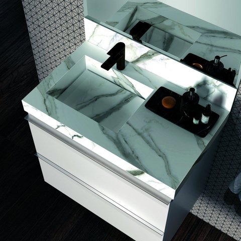 Lavatório em Porcelanato 80cm com Cuba Esculpida