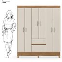 Ver mais imagens de Kit Guarda Roupa Solteiro 6 Portas Flash Ii Cômoda Astral - Amêndola Touch/off White