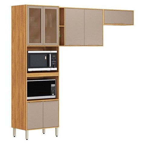 Cozinha Modulada Plena 3 Peças Torre Quente Cinamon Nude Prime Tx - Demóbile