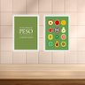 Kit 2 Quadros para Cozinha - Alimentação Saudável 45x34cm - com Vidro:moldura Branca - 1