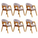 Ver imagem 1 de Kit 6 Cadeiras Sala de Jantar Premium com Braço Madeira Maciça Movellu Home