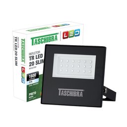Refletor Taschibra Led Tr Slim 20w Luz Branco Fria 6500k Preto Bivolt - 1