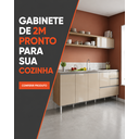 Ver imagem 1 de Balcão Gabinete Pia 2,00m Maceió Bymadero Amêndoa Off White – 4 Portas 2 Gavetas + 1 Gavetão