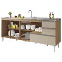 Ver imagem 2 de Balcão para Pia de 2,00 Mt Maceió com Gavetão Amendoa Off White Puxador Aluminio