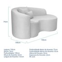 Ver imagem 3 de Recamier Curvo Orgânico 150cm 2 Lugares Lado Direito para Sala de Estar Bouclé Londres Branco