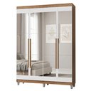 Ver imagem 2 de Guarda-Roupa Solteiro com Pés 4 Portas Batentes com Espelhos Rustic/Branco/Rustic Netuno Madesa