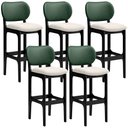 Ver imagem 1 de Kit 5 Banquetas Alta Bar Cozinha Sala Jantar Fixa Betta L02 Preto Facto Verde Linho Cru - Lyam