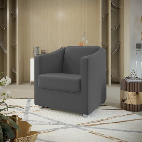 Poltrona Decorativa BIA Suede CINZA SKY MOBILE
