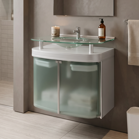 Gabinete para Banheiro com Cuba Cris Master Prata/Silver