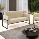 Ver imagem 2 de Sofá Namoradeira Base Industrial Alta Preto Marisa Suede D03 - D’Rossi Bege