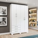 Ver imagem 1 de Guarda Roupa Solteiro 4 Portas 3 Gavetas Caju Branco