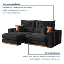 Ver imagem 4 de Sofá Retrátil e Reclinável 4 Lugares Veludo Molas Ensacadas Pillow Top Columbia 250cm Preto