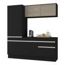 Ver imagem 1 de Armário de Cozinha Compacta 3 Peças com Rodapé Mp2179 Made Multimóveis Preto/branco